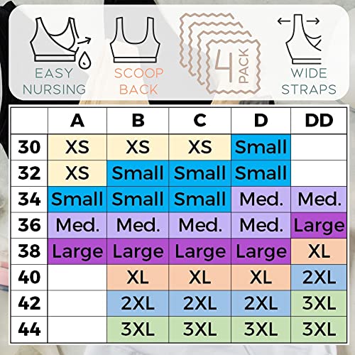 Caramel Cantina 4 Pack Nursing Maternity Women’s Sleep Comfort Bralette Bra (Medium, Festival)