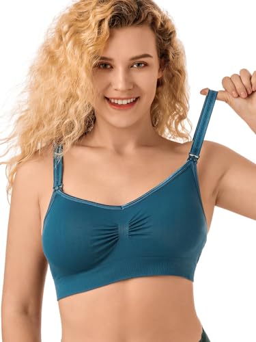 Angelhood Nursing Bra for Breastfeeding Maternity Bra for Pregnancy and Breastfeeding with Removable Bra Pads Seamless Sleep Nursing Bra with Support Nursing Bralette, Pack of 4
