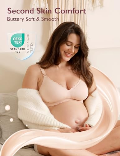 Momcozy Nursing Bras for Breastfeeding, YN46 Jelly Strip Support Comfort Maternity Bra, Seamless Soft Wirefree Pregnancy Bra