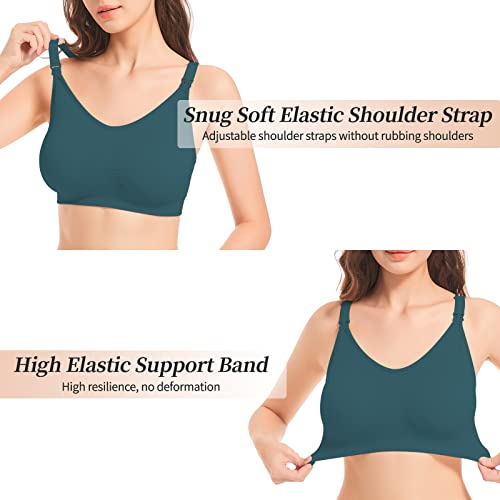 Nursing Bras for Breastfeeding 3 Pack Seamless Maternity Bras Pregnancy Sleep Bralette with Extra Bra Extenders and Clips Large