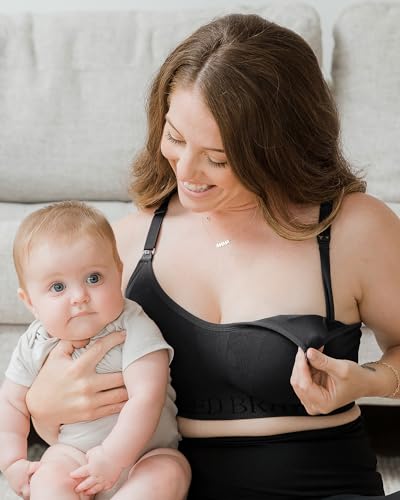 Kindred Bravely Sublime Nursing Sports Bra for Breastfeeding | Maternity Bras for Pregnancy, Nursing Bras for Breastfeeding (Black, Medium)