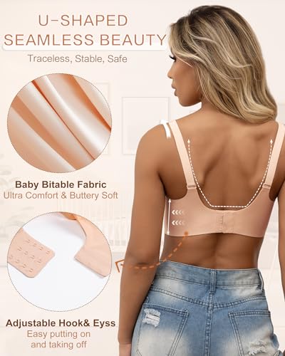 As Fairy Comfy Nursing Bra Seamless Maternity Nursing Bralettes for Women Full Coverage (Nude Large)