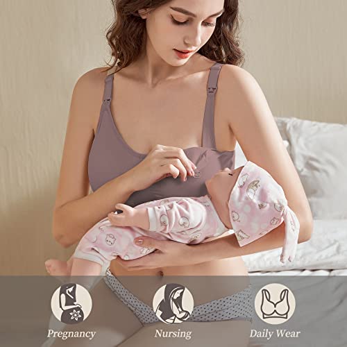 Nursing Bras for Breastfeeding 3 Pack Seamless Maternity Bras Pregnancy Sleep Bralette with Extra Bra Extenders and Clips Large