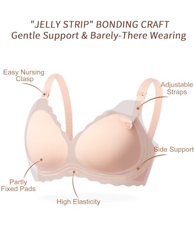 As Fairy Comfy Nursing Bra Seamless Maternity Nursing Bralettes for Women Full Coverage (Nude Large)