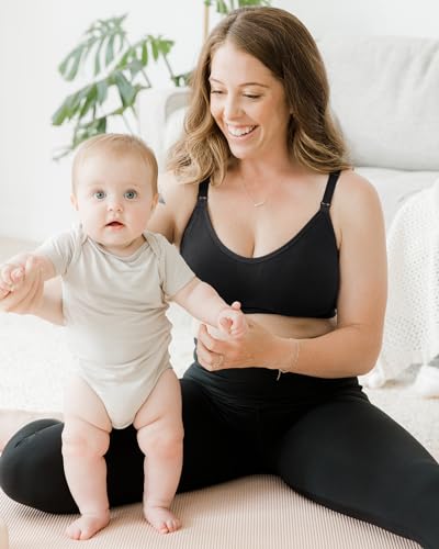 Kindred Bravely Sublime Nursing Sports Bra for Breastfeeding | Maternity Bras for Pregnancy, Nursing Bras for Breastfeeding (Black, Medium)