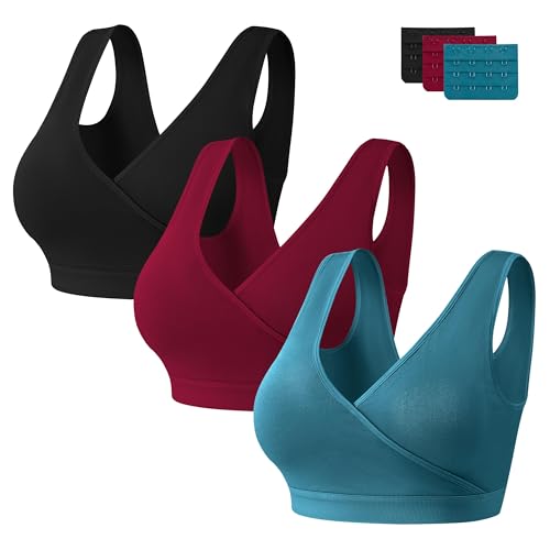 3 Pack Nursing Bras for Breastfeeding, Ultra Comfort Maternity Bras Wireless Pregnancy Sleep Bralette