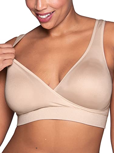 Vanity Fair Women's Maternity Nursing Breastfeeding: Wireless Pullover Lounge Sleep Bra, Available in Multipacks, Neutral, XX-Large