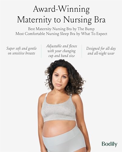 Bodily Everything Bra. Wireless Maternity & Nursing Bra for Pregnancy & Breastfeeding. InStyle's Best Maternity Bra. S-XL. Grey Marl