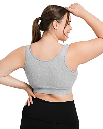 Kindred Bravely Extra Soft Organic Cotton Busty Wireless Nursing Sleep Bra | Maternity Bra for E, F, G Cup (Grey Heather, XX-Large-Busty)