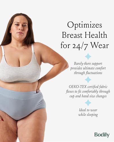Bodily Everything Bra. Wireless Maternity & Nursing Bra for Pregnancy & Breastfeeding. InStyle's Best Maternity Bra. S-XL. Grey Marl