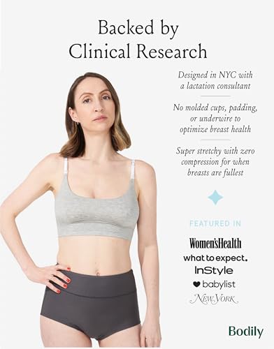 Bodily Everything Bra. Wireless Maternity & Nursing Bra for Pregnancy & Breastfeeding. InStyle's Best Maternity Bra. S-XL. Grey Marl
