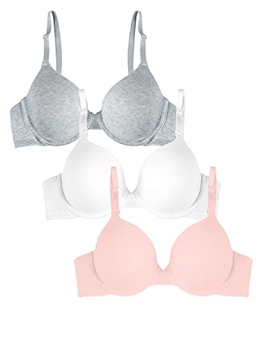 Fruit of the Loom Women's T-Shirt Bra, Blushing Rose/White/Grey Heather, 36B