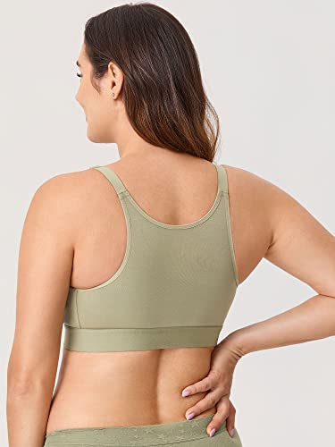 Gratlin Women's Plus Size Nursing Bra Support Nursing Sports Bra Cotton Breastfeeding Maternity Bras Grey Olive X-Large