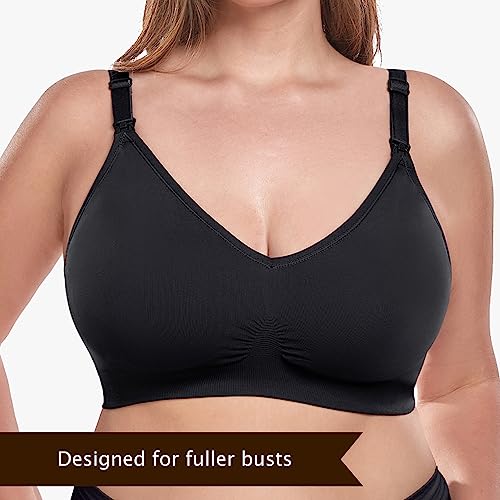 Vinfact 5Pack V Neck Nursing Bras for Breastfeeding Maternity Bra for Pregnancy Seamless Sleep Bralettes with Bra Extendes -M,BNGPR