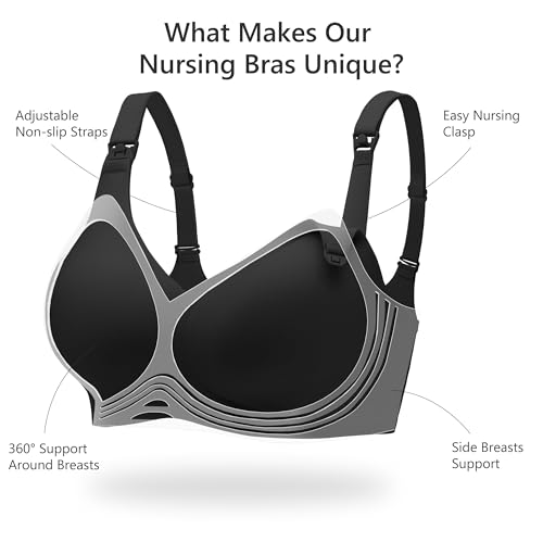 HBselect Nursing Bras for Breastfeeding Seamless Ultra Comfort Maternity Bra, Natural Shape, Pregnancy Sleep Bralette with Extra Bra Extender