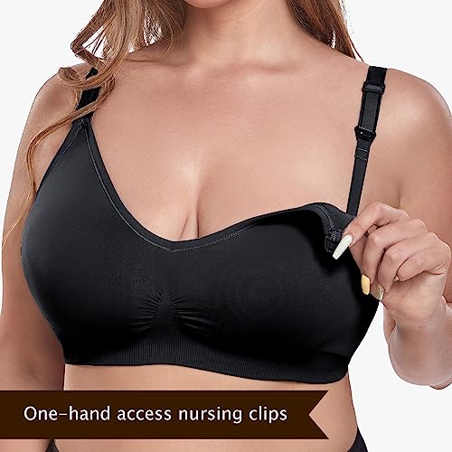 Vinfact 5Pack V Neck Nursing Bras for Breastfeeding Maternity Bra for Pregnancy Seamless Sleep Bralettes with Bra Extendes -M,BNGPR