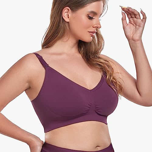 Vinfact 5Pack V Neck Nursing Bras for Breastfeeding Maternity Bra for Pregnancy Seamless Sleep Bralettes with Bra Extendes -M,BNGPR