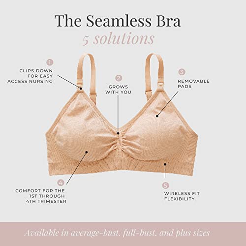 Motherhood Maternity Women's Maternity Seamless Clip Down Nursing Bra, Black, Large