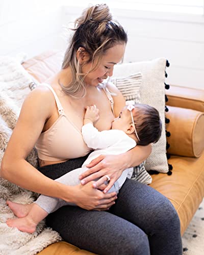 Kindred Bravely Sublime Busty Seamless Nursing Bra for F,G,H,I Cup | Wireless Maternity & Postpartum Bra (Beige, X-Large-Busty)
