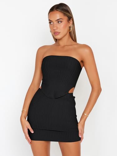 LILLUSORY Women's Black Two-Piece Summer Party Set