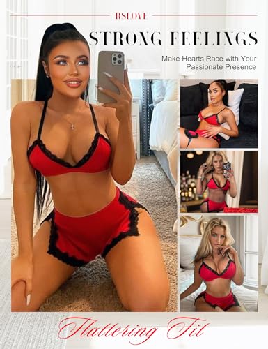RSLOVE Sexy Lace Trim Sleepwear Pajamas Shorts Set