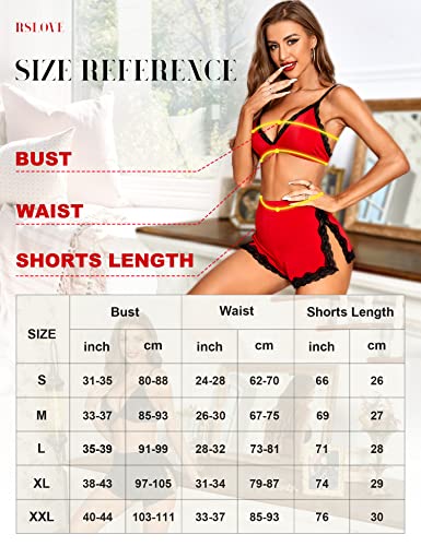 RSLOVE Sexy Lace Trim Sleepwear Pajamas Shorts Set