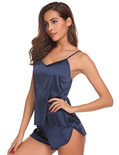 Blue Satin Pajama Shorts Set for Women