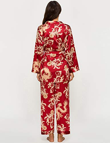 Escalier Women's Silk Satin Floral Pajama Set