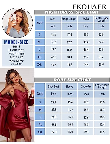 Ekouaer Satin Robe and Silk Pajama Set