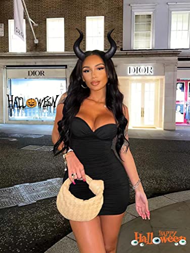 ZileZile Women's Sexy Sleeveless Halter Dress Bodycon Ruched V Neck Party Club Mini Dress Black