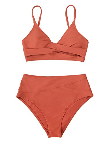 CUPSHE Women's Red High-Waisted Bikini Set