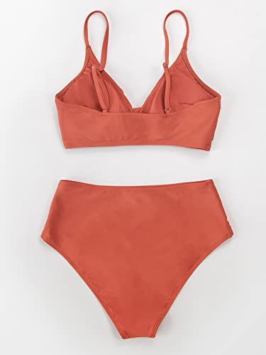 CUPSHE Women's Red High-Waisted Bikini Set