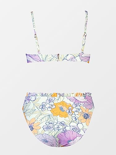 Floral High-Waisted Bikini Set with Underwire, XL Lavender