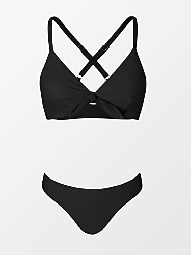 CUPSHE Black V-Neck Knot Bikini Set Women's Swimsuit