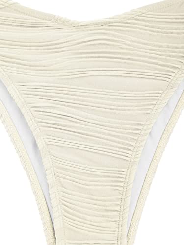 Strapless Textured Bandeau Bikini Set - Beige