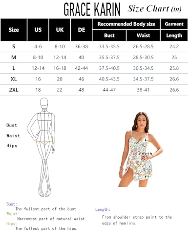 Grace Karin High Waist Swimdress White & Yellow