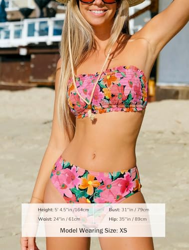 CUPSHE Bandeau Top Bikini Set with Removable Straps