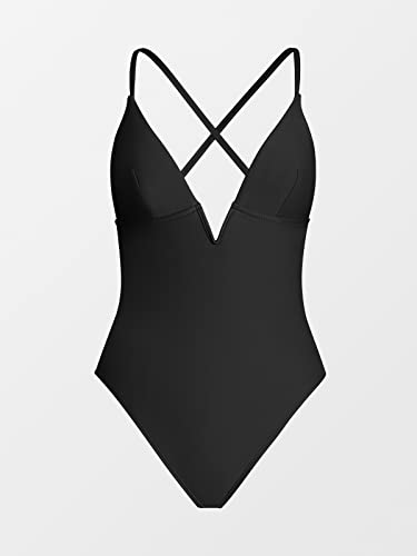 Cupshe Black One Piece Swimsuit, Deep V-Neck