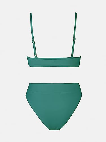 Emerald Green Bikini Set - High Waisted, Scoop Neck