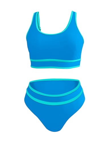Sporty Color Block High Waisted Bikini Set 2024