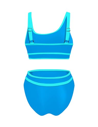 Sporty Color Block High Waisted Bikini Set 2024