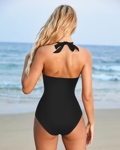 SUUKSESS Women's Sexy Tummy Control Monokini Swimsuit Black
