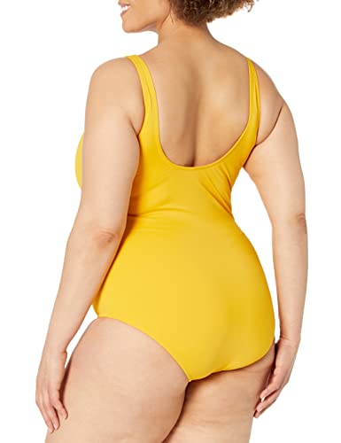 Golden Yellow One-Piece Coverage Swimsuit for Plus Size Women