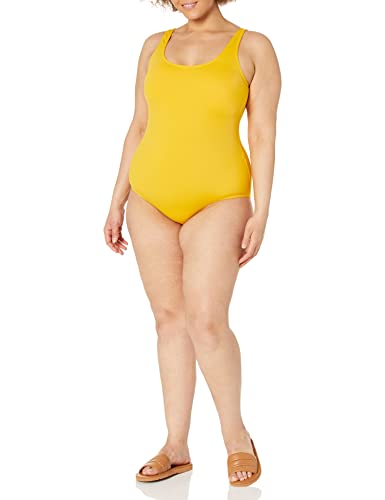 Golden Yellow One-Piece Coverage Swimsuit for Plus Size Women