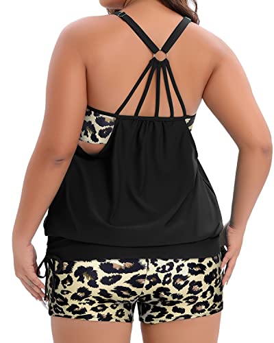 Holipick Leopard and Black Tummy Control Tankini