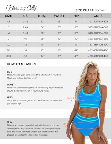 Blooming Jelly Sporty Color Block Bikini Set (Large, Blue)