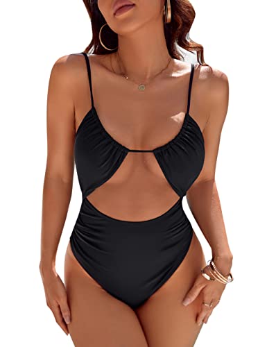 Blooming Jelly One Piece Swimsuit - Sexy Black