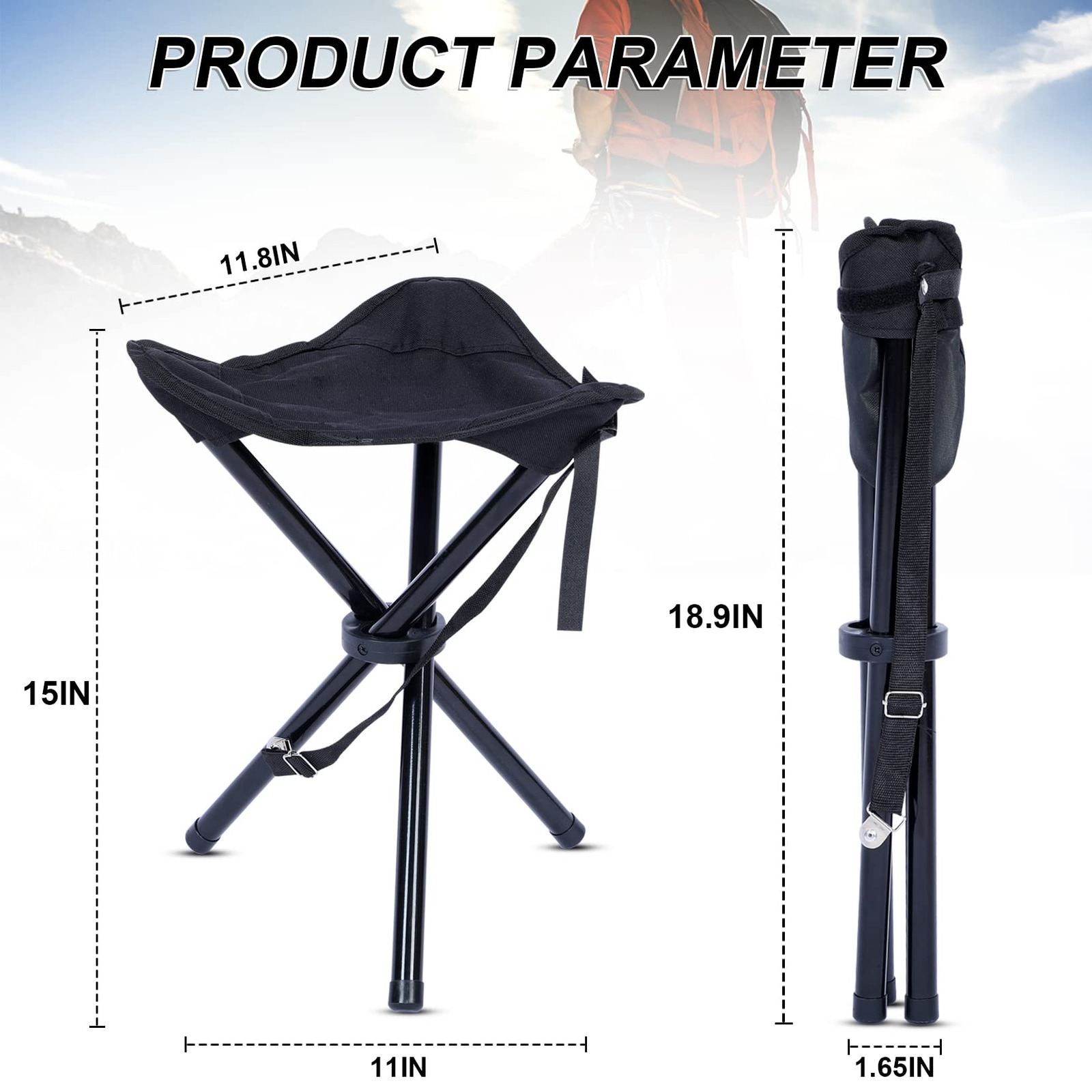 YSSOA Portable Folding Camp Stool Tri-Leg Chair