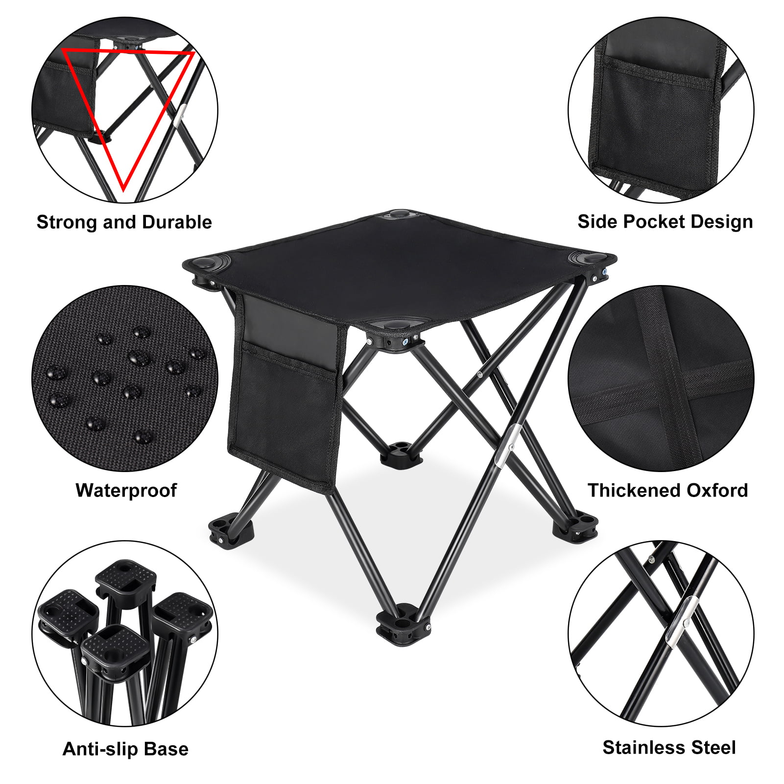 HEQUSIGNS Portable Folding Camping Stool with Storage Bag