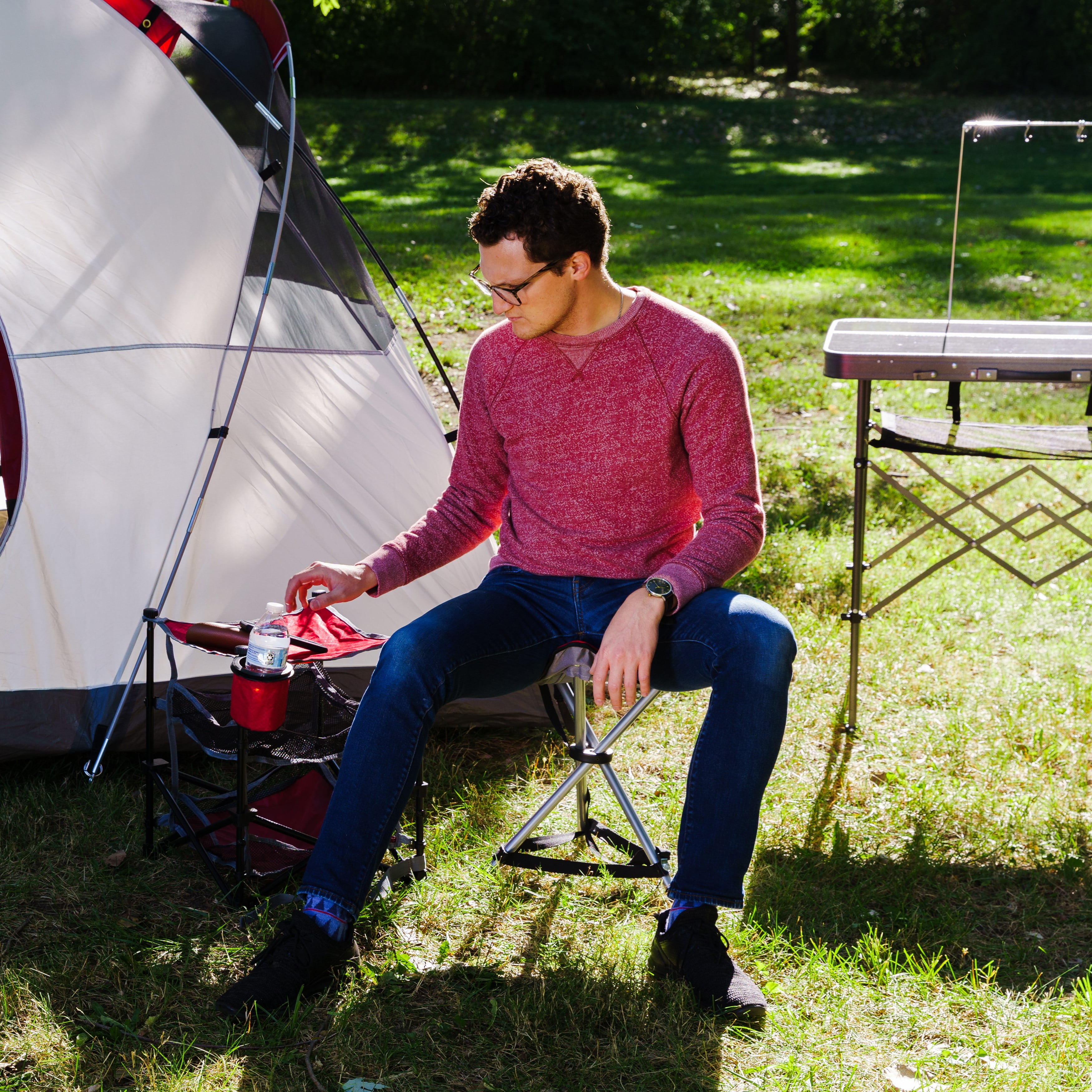 Ozark Trail Red Camp Stool with Carry Strap